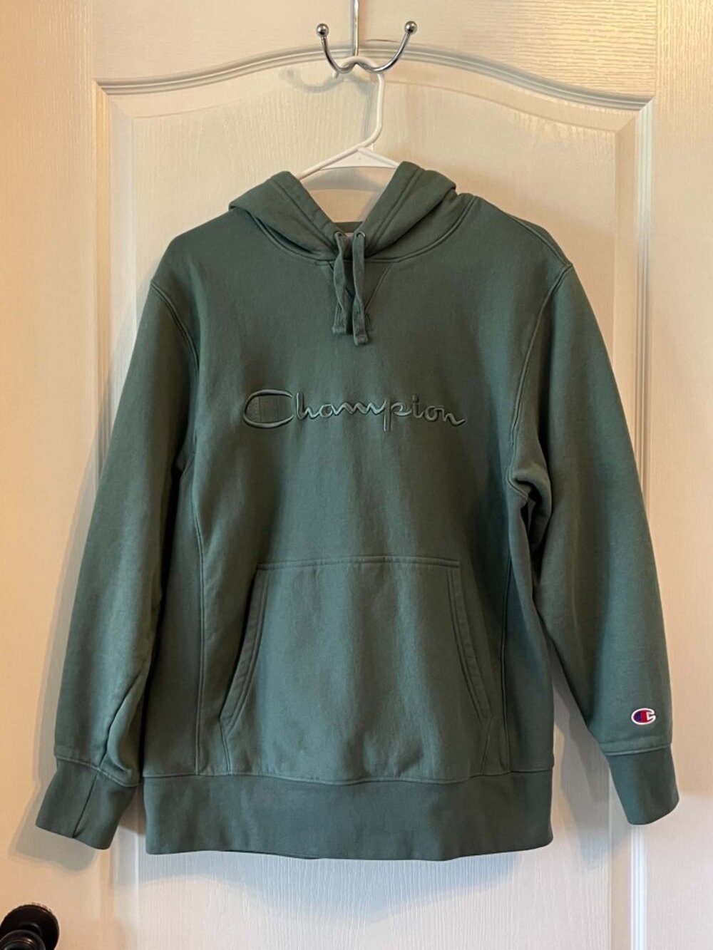 Champion Adult Sizing Iconic Embroidered Hoodie for Men's size medium Green